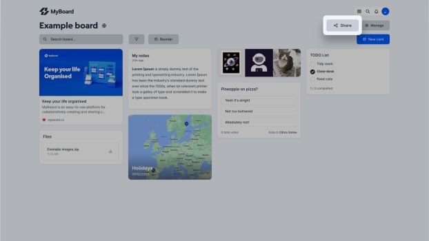 Screenshot for feature: Share boards